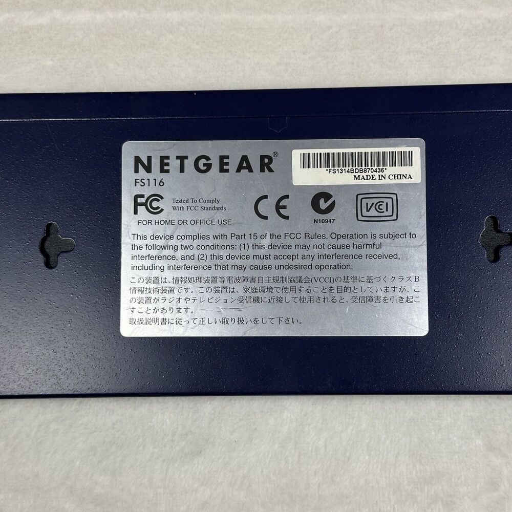 NETGEAR FS116 16-Port Fast Ethernet Switch 10/100 Mbps w/ Power Adapter Tested - Picture 6 of 11